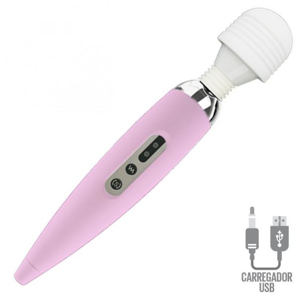 Massageador Varinha Mágica 12 vibrações Recarregável USB