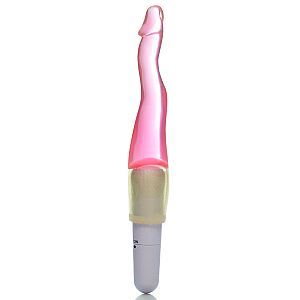 Plug com Vibrador Sinuoso, em Jelly Rosa Transparente